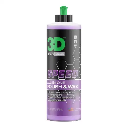 3D SPEED All-In-One Polish and Wax 16oz 473ml bottle for paint correction, gloss enhancement and wax protection