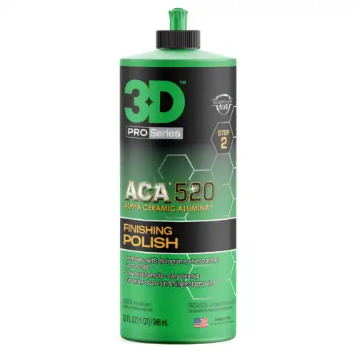 3D ACA 520 ბოლო ეტაპის პოლირების კრემი, 32oz / 946 მლ ბოთლი, წრიული ნაკაწრების შესამცირებლად და ზედაპირის პრიალა იერისთვის